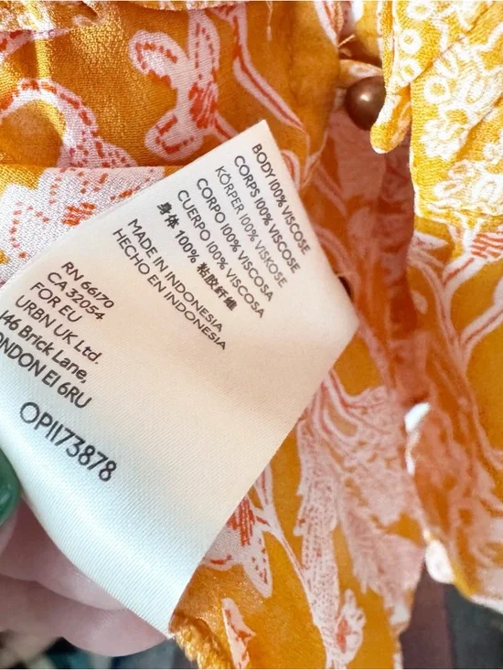 Anthropologie Mia Tiered Boho Ruffle Peasant Tunic Top - Yellow Floral - Picture 7 of 12